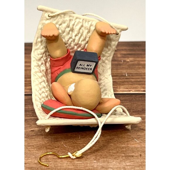 1989 HALLMARK KEEPSAKE ORNAMENT QX409-2 TV BREAK SANTA HAMMOCK ALL MY REINDEER - Picture 7 of 8